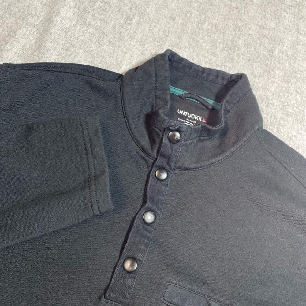 Untuckit Pullover Mens Extra Large Black Parkson Fleece Quarter Minimalist Smart